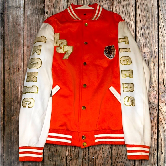 Large Orange & White Ikonic Albany Tigers Varsity Style Jacket